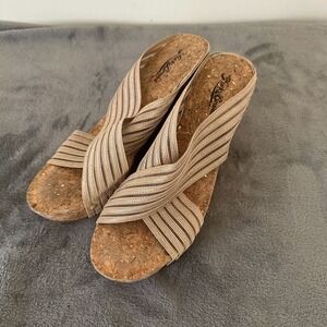 Lucky Brand‎ Miller Cork Wedge Platform Sandals Womens 10